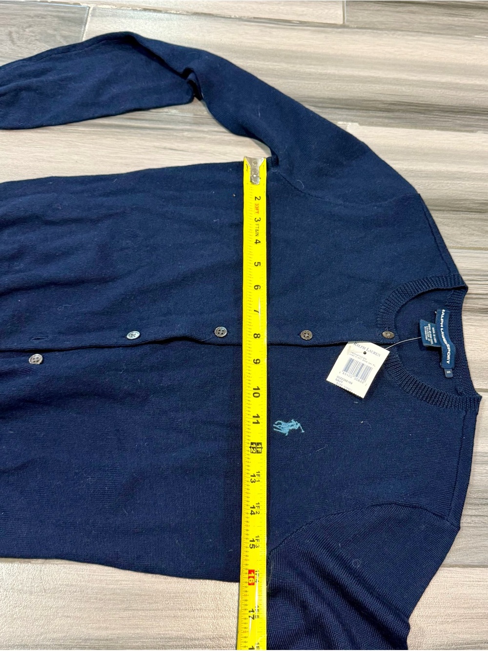 Ralph Lauren Classic Navy 100% Merino Wool Button Cardigan - Picture 3 of 4
